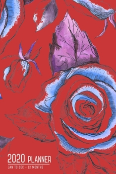 Paperback Planner 2020 12 Months: 6x9 Medium Weekly and Monthly Notebook Organizer from Jan to Dec 2020 - Cute Stylish Flower Design Red Book