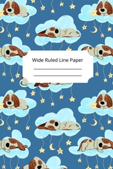 Cute Sleep Dog Theme Wide Ruled Line Paper
