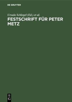 Hardcover Festschrift für Peter Metz [German] Book