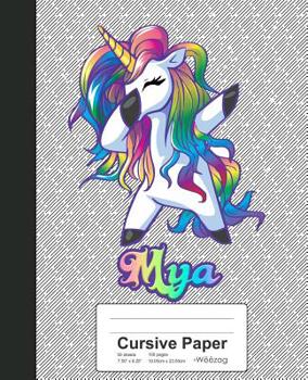 Paperback Cursive Paper: MYA Unicorn Rainbow Notebook Book