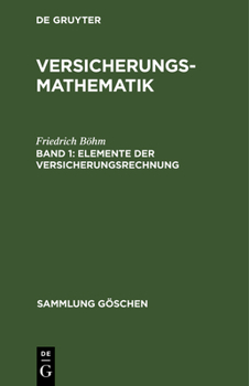 Hardcover Elemente der Versicherungsrechnung [German] Book