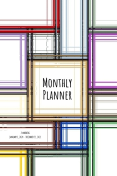 Monthly Planner: Colorful squares; 24 months; January 1, 2020 - December 31, 2021; 6" x 9"