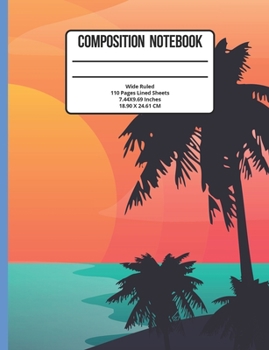 Paperback Composition Notebook Wide Ruled Sunset: 110 Pages Book