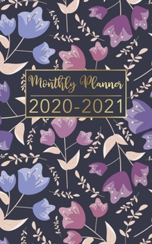 Monthly Planner 2020-2021: Dark Navy Gold Floral Design • Two Year Pocket Planner • Calendar 5x8 inches Jan 2020 to Dec 2021 with Phone Book • ... Organizer Agenda Schedule with To Do List