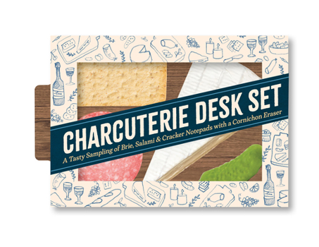 Misc. Charcuterie Desk Set: A Tasty Sampling of Brie, Salami & Cracker Notepads with a Cornichon Eraser Book