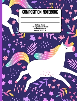 Paperback Composition Notebook College Ruled: Unicorn 100 Pages Book
