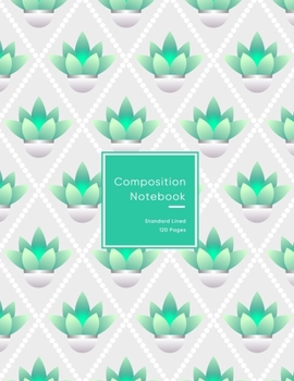 Composition Notebook: college or school ruled journal book for students | Standard line size composition style exercise notebook | Cute green blue flower pattern