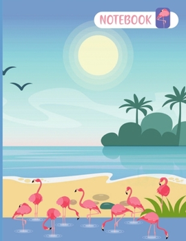 Flamingo Notebook College Ruled Jounal Set For Girls,Little Girl.One Subject School Exercise Book-Pink Flamingo Watercolor (Wide Ruled - 110 Pages)