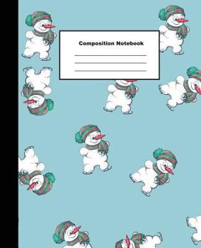 Paperback Composition Notebook: Seamless Pattern with Hand Drawn Cute Snowmen Wide Ruled Note Book