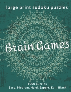 Paperback Brain Games - Large Print Sudoku: 1000 Puzzles, Easy, Medium, Hard, Expert, Evil, Bank Book