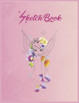 SketchBook: Disney Peter Pan Tinker Bell Outline Floral Sketch Portrait Empty Notebook SketchBook Floral Flower Arts Notebook for Girls Teens Kids Journal Blank UnLined 110 Pages of 8.5x11 for Drawing