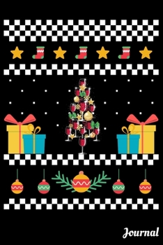 Journal: 120 Blank Lined Pages - 6" x 9" Notebook With Funny Christmas Wine Tree Print On The Cover
