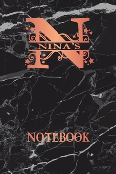 Nina's Notebook: Black And Gray Marble Personalized Notebook/Journal With Rose Gold Name. 80 Pages 6x9