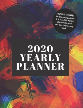 Paperback 2020 Yearly Planner: 8.5x11" Yearly Self-Care and Goal Tracking Yearly Planner (feather strokes) Book