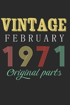 Vintage February 1971 Original Parts: Retro Birthday Gift Notebook Blank Lined Journal