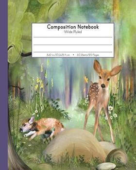 Composition Notebook Wide Ruled: Kindergarten to Early Childhood School Exercise Book - 120 Lined Pages - Watercolor Fawn Deer