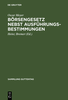 Hardcover Börsengesetz nebst Ausführungsbestimmungen [German] Book