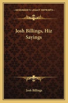 Paperback Josh Billings, Hiz Sayings Book