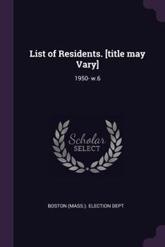Paperback List of Residents. [title May Vary]: 1950- W.6 Book