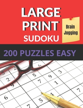 Paperback Sudoku Brain Jogging (Easy Level): Large Print Sudoku 200 Puzzles Easy for Seniors, AMD vision Problems With 1 Sudoku Per Page to Improve Your Memory Book