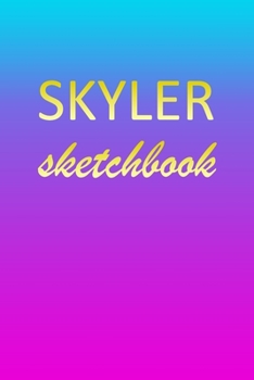 Paperback Skyler: Sketchbook - Blank Imaginative Sketch Book Paper - Pink Blue Gold Custom Letter S Personalized Cover - Teach & Practic Book