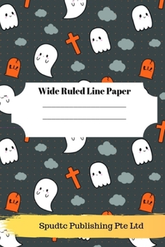 Paperback Scary Ghosts Theme Wide Ruled Line Paper Book