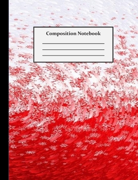 Paperback Composition Notebook: Wide Ruled - 8.5 x 11 Inches - 100 Pages - Red and White Design Book