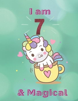 Unicorn SketchBook: I Am 7 & Magical With Unicorn Inside More Space for Sketching and Drawing and Writing Journal for Kids and Girls Marble Size 8.5in x 11in with 110 Pages