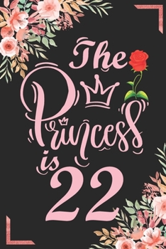 The Princess Is 22: 22nd Birthday & Anniversary Notebook Flower Wide Ruled Lined Journal 6x9 Inch ( Legal ruled ) Family Gift Idea Mom Dad or Kids in Holidays - Marble & Red Love Flowers Cover