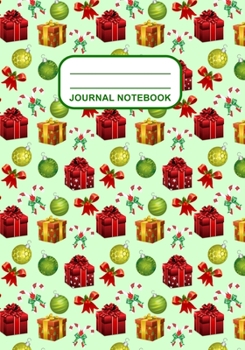 Journal Notebook: Journal, Notebook, Or Diary  | Christmas Gift Candy Cane Bow Pattern Cover Design | 120 Blank Lined Pages | 7" X 10" | Glossy Finished Cover