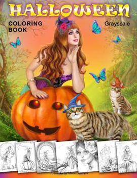 Paperback Halloween Coloring Book. Grayscale: Coloring Book for Adults Book