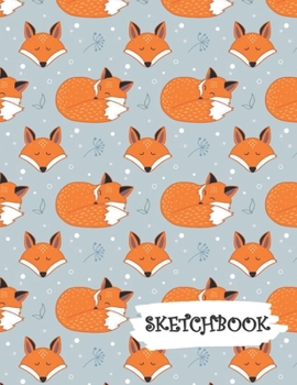 Paperback Sketchbook: Blue Sleeping Fox Fun Framed Drawing Paper Notebook Book