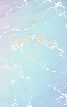 Girl Boss: Inspirational Quote Bullet Journal, Elegant Blue Marble and Rose Gold | 5 x 8, 120 Dot Grid Pages