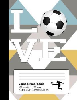 Paperback Composition Book Wide Ruled: School Notebook with Geometric Pattern Cover for Soccer Lovers Book