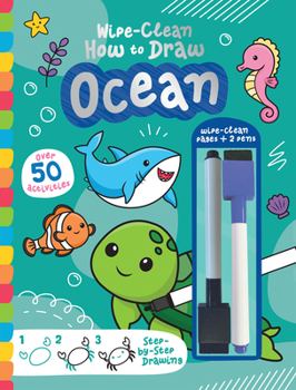 Hardcover Wipe-Clean How to Draw Ocean Book