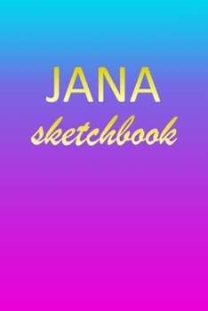 Paperback Jana: Sketchbook - Blank Imaginative Sketch Book Paper - Pink Blue Gold Custom Letter J Personalized Cover - Teach & Practic Book