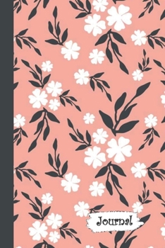 Journal: Peach White Flowers Floral Diary with Blank Lined Notebook Paper