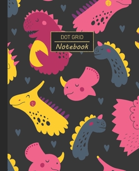 Paperback Dot Grid Notebook: Dotted Grid Notebook/Journal - Dinosaur Valentine Pink Red Hearts - 100 Pages - 7.5" x 9.25" - Children Kids Girls Tee Book