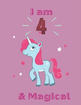 Unicorn SketchBook: I Am 4 & Magical With Unicorn Inside More Space for Sketching and Drawing and Writing Journal for Kids and Girls Marble Size 8.5in x 11in with 110 Pages