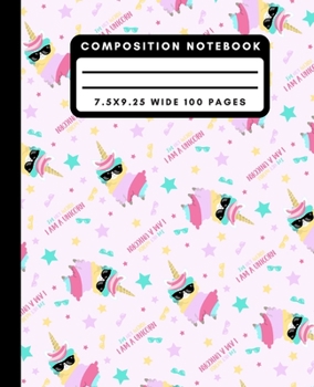 Composition Notebook: Cute Sunglasses Llama Wide Ruled Notebook Llamacorn Lined School Journal 100 Pages 7.5 x 9.25