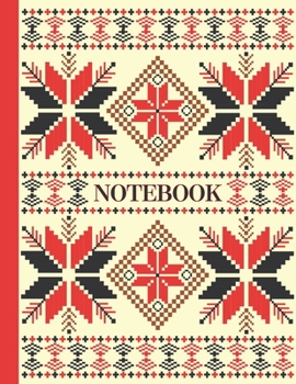 Paperback Notebook: Ruled pages - 8.5 x 11 inches - 100 pages - My Fallahi Cross Stitch Embroidery Pattern (RED & CREAM) Book