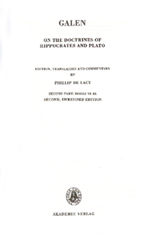 Hardcover On the Doctrines of Hippocrates and Plato, 4,1,2, Second Part: Books VI-IX [German] Book