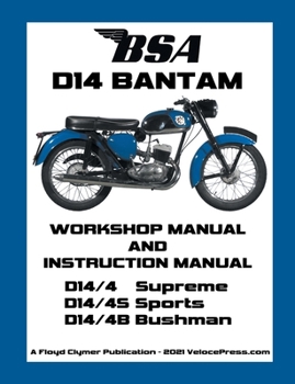 Paperback BSA D14 Bantam Workshop Manual & Instruction Manual Book