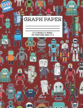 Paperback Graph Paper: Notebook Cute Robot Robotic Pattern Red Maroon Cover Graphing Paper Composition Book Cute Pattern Cover Graphing Paper Book