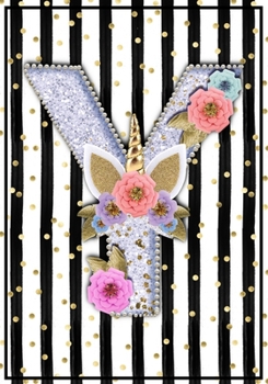 Unicorn Monogram 7x10  Dot Grid Bullet Journal Notebook - Cute Unicorn Personalized Journal Diary with Dotted Pages for women, girls, teens - Letter  Y: My Unicorn Journal