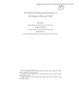 Paperback The Seasonal and Interannual Variability of the Budgets of N2o and Ccl3f Book