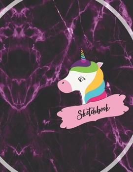 Sketchbook: Cute Unicorn, Large Journal With Blank Paper For Drawing And Sketching & Crayon Coloring for Girls, 110 Pages, 8.5" x 11" (Kids Drawing Books)