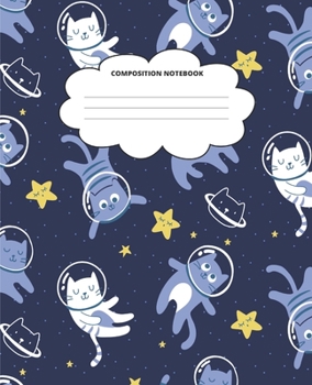 Kitty Composition Notebook: Blank Lined Cute Notebooks for Girls Teens Kids School Writing Notes Journal (7.5 x 9.25 in)