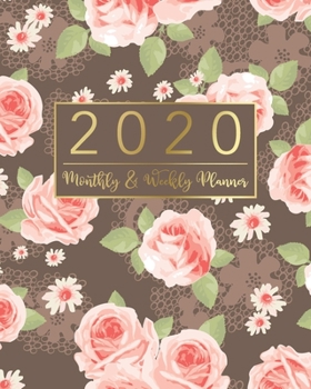 2020 Monthly & Weekly Planner: Floral Gold Design • 12 Months Calendar with US Holidays • Weekly and Monthly View Planner from January 2020 to ... and Organizer with Birthday and Contact List