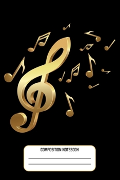 Paperback Composition Notebook: Fun Gold Treble Cleft Gift for Music Fans Lined Notebook Journal Diary 6x9 Book